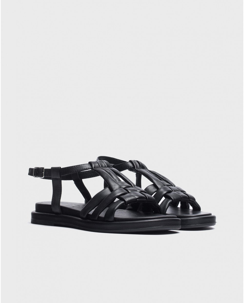 WND 1192-180 BLACK STRAPPY FLAT SANDAL