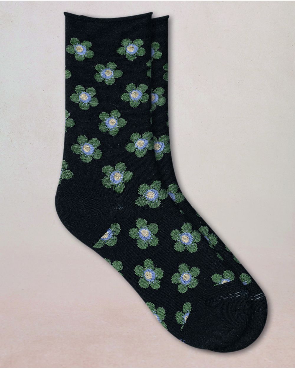 BLF 6564 AR5 BLK fine-floral-wool-socks