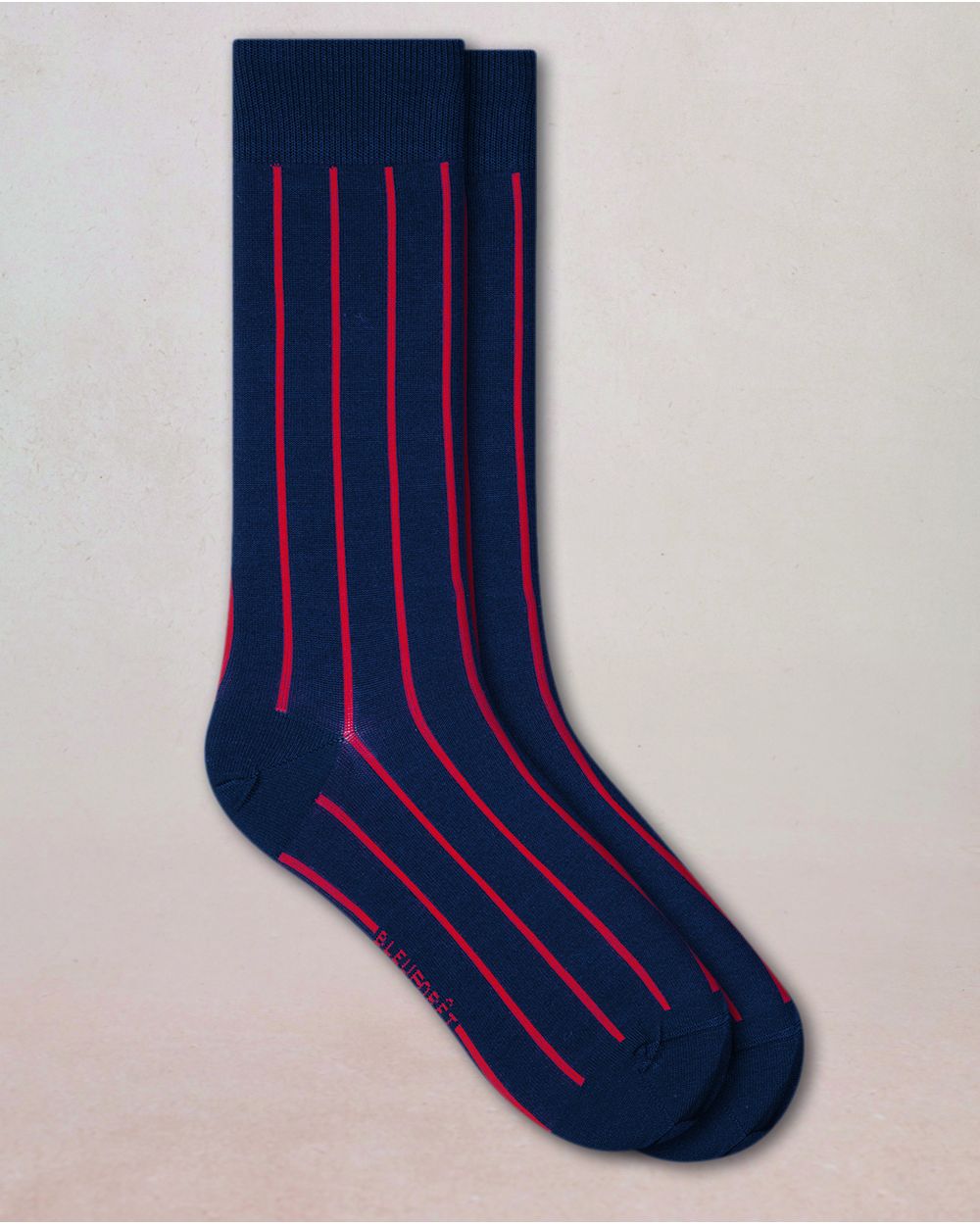 BLFM 7095 AD7 NAVY lisle-yarn-striped-socks
