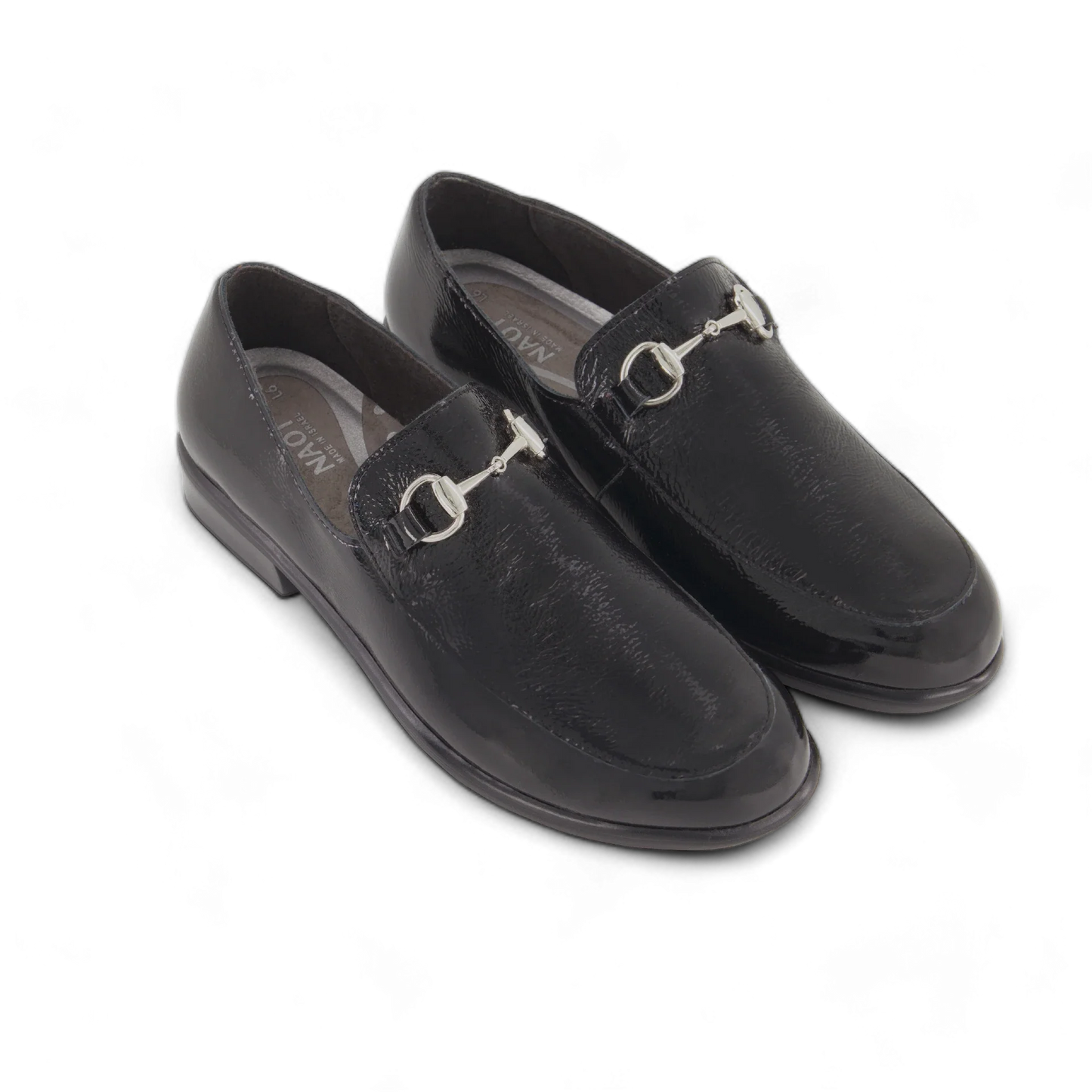 NAOT Bentu Black Crinkle Patent Lthr