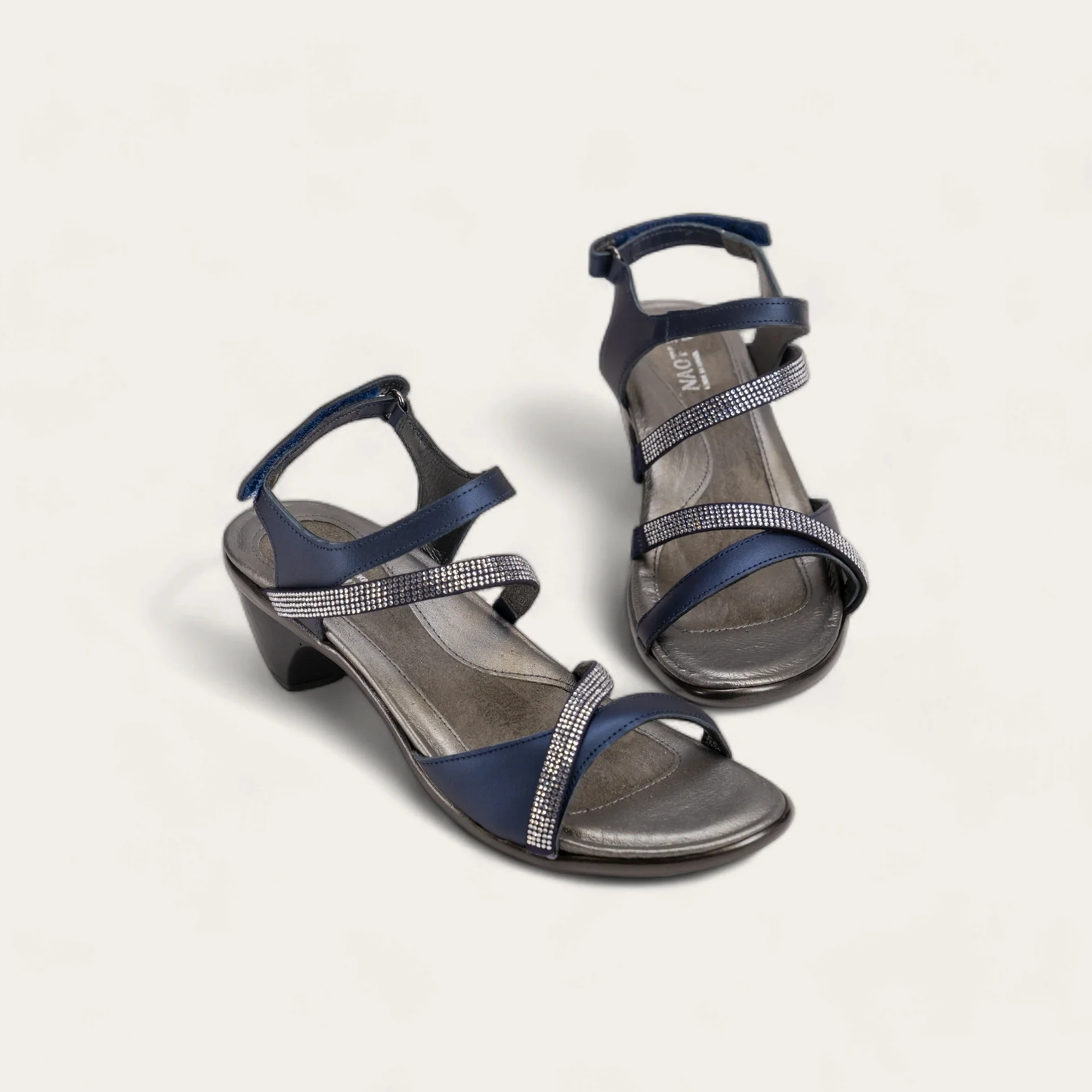 Naot Innovate Polar Sea Lthr/Navy w/ Clear Rhinestones