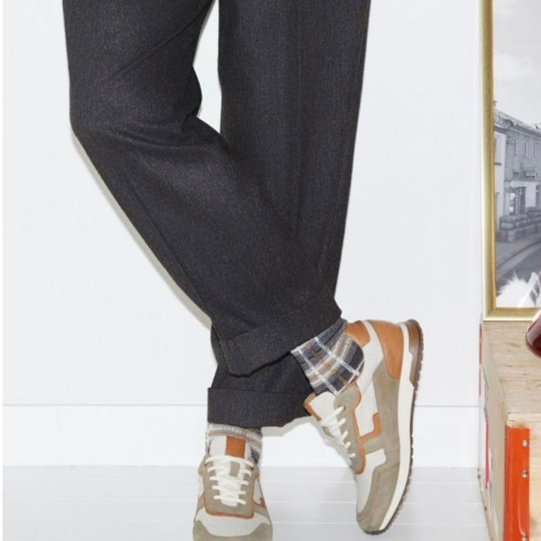 BLF 7049 Wool & Cashmere socks with check pattern