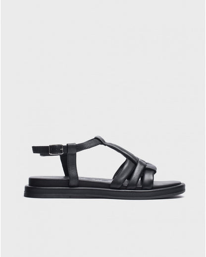 WND 1192-180 BLACK STRAPPY FLAT SANDAL