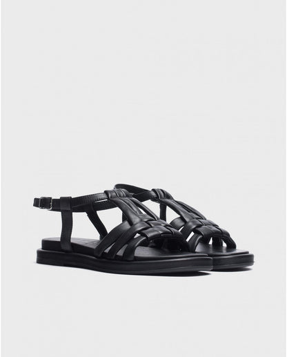 WND 1192-180 BLACK STRAPPY FLAT SANDAL