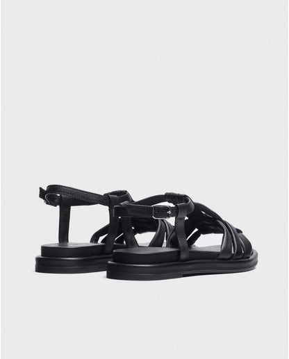 WND 1192-180 BLACK STRAPPY FLAT SANDAL