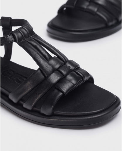 WND 1192-180 BLACK STRAPPY FLAT SANDAL
