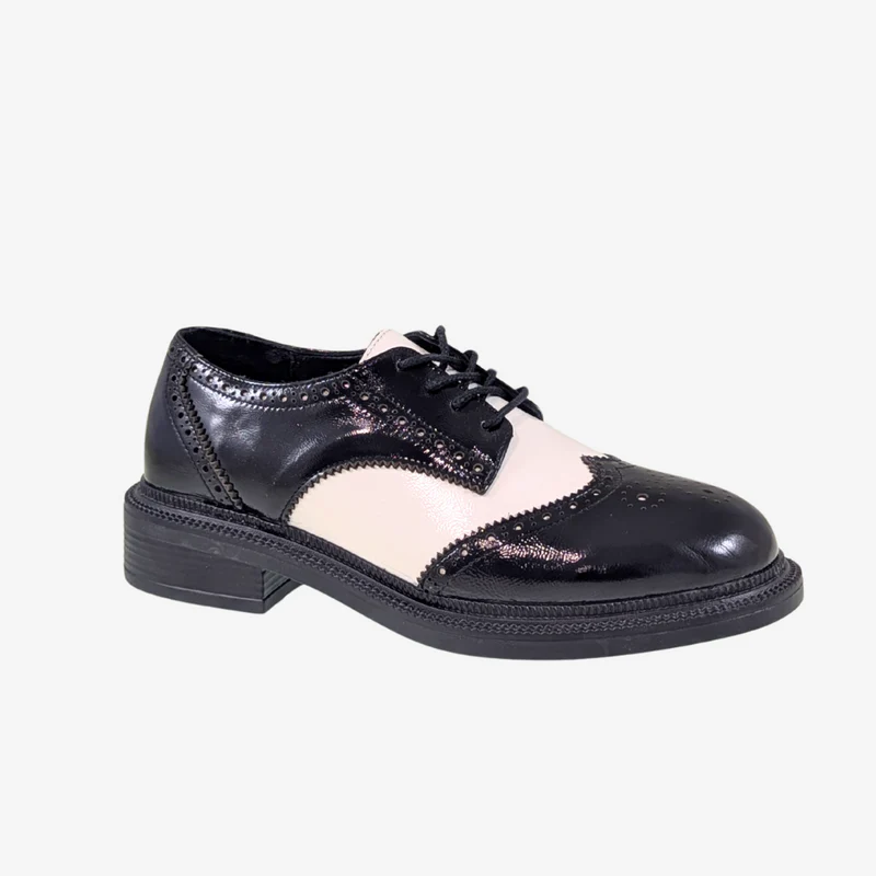 ATL BOBBI-178 BLK WHITE SADDLE SHOE