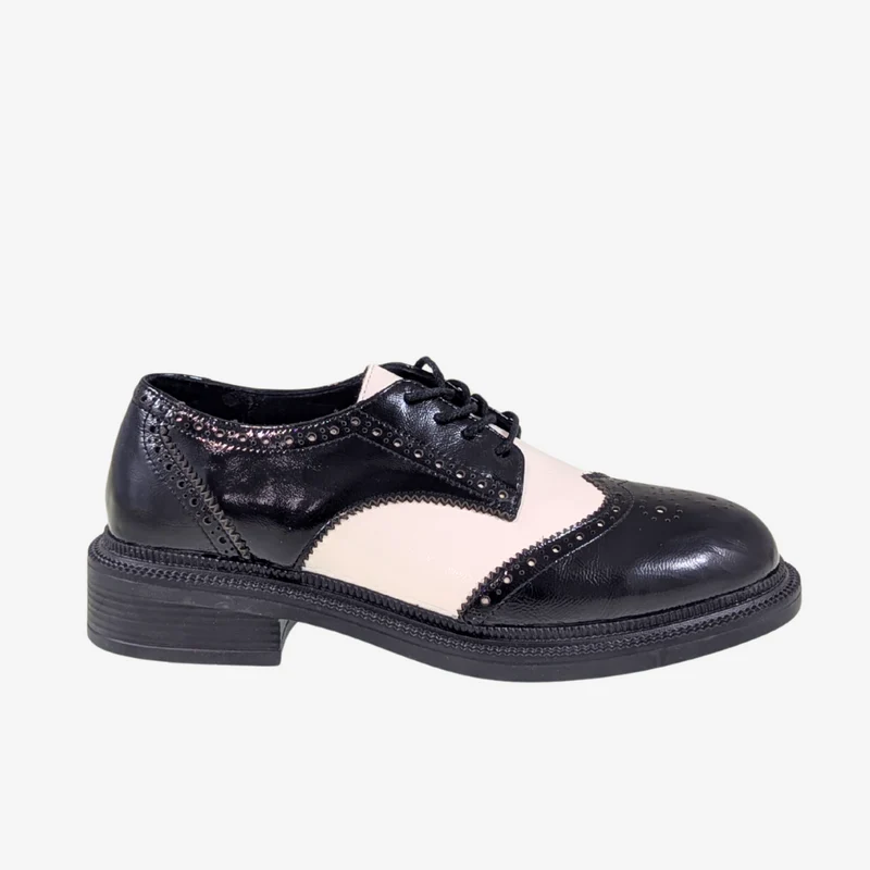 ATL BOBBI-178 BLK WHITE SADDLE SHOE