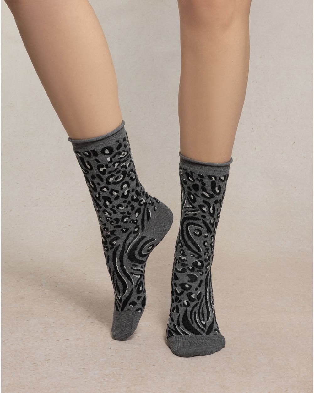 BLF 6562 GM9 GREY animal-skin-wool-socks