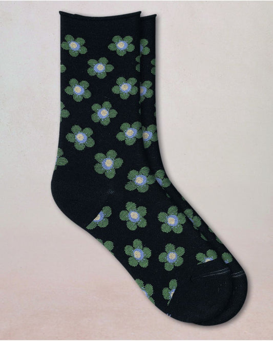 BLF 6564 AR5 BLK fine-floral-wool-socks