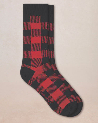 BLFM 7097 AR5 BLACK merino-wool-checked-socks