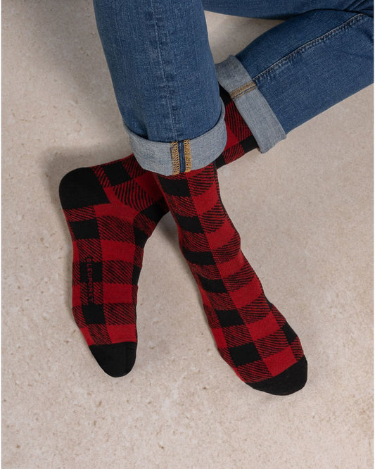 BLFM 7097 AR5 BLACK merino-wool-checked-socks