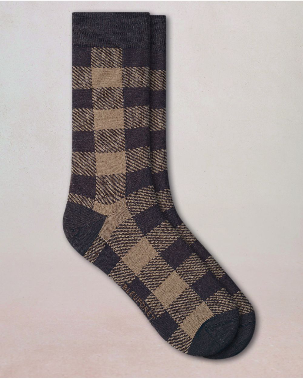 BLFM 7097 DR3 BROWN  merino-wool-checked-socks