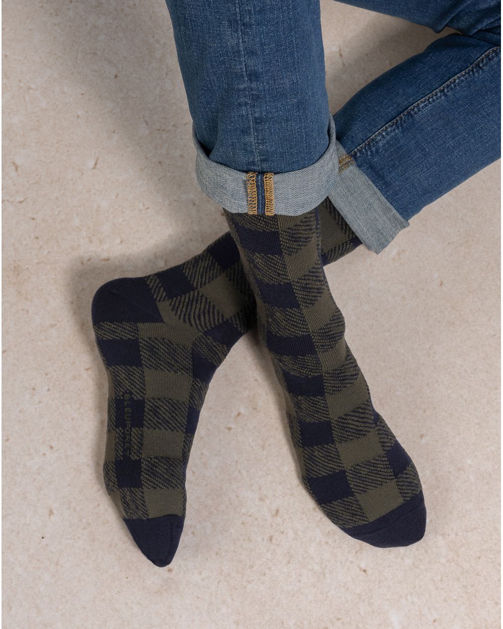 BLFM 7097 G9Z INK  merino-wool-checked-socks