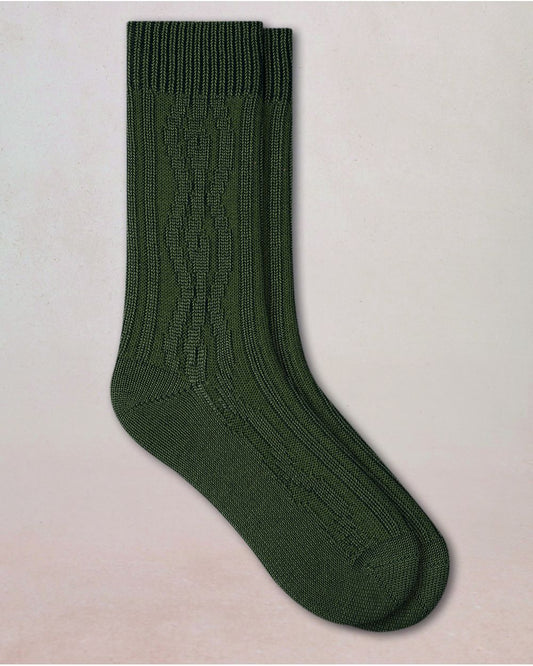 BLFM 7098 AF5 KHAKI  merino-wool-cable-knit-socks