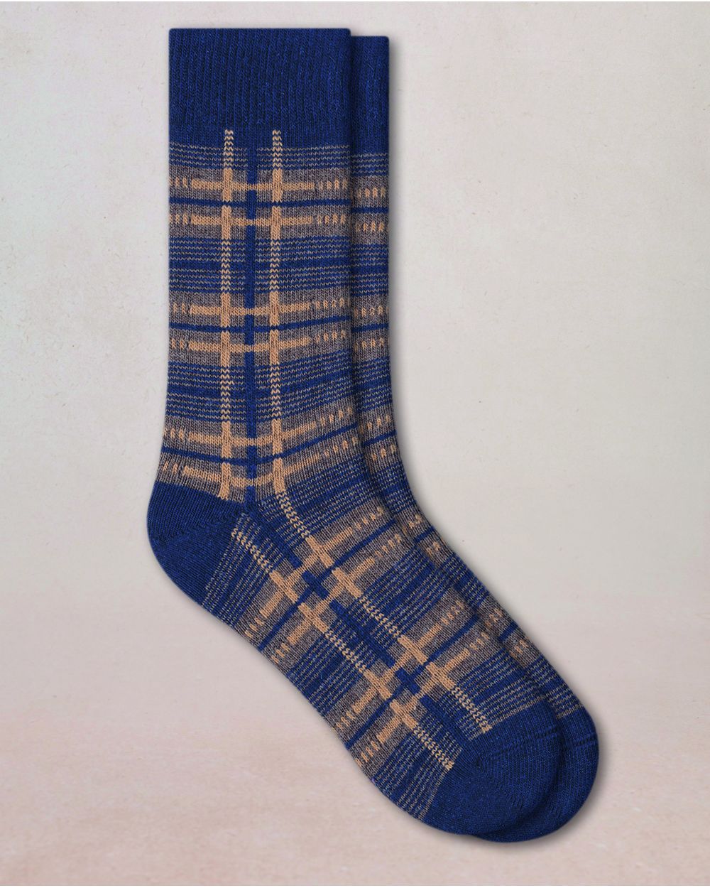 BLFM 7099 LZ4 NAVY wool-cashmere-tartan-socks