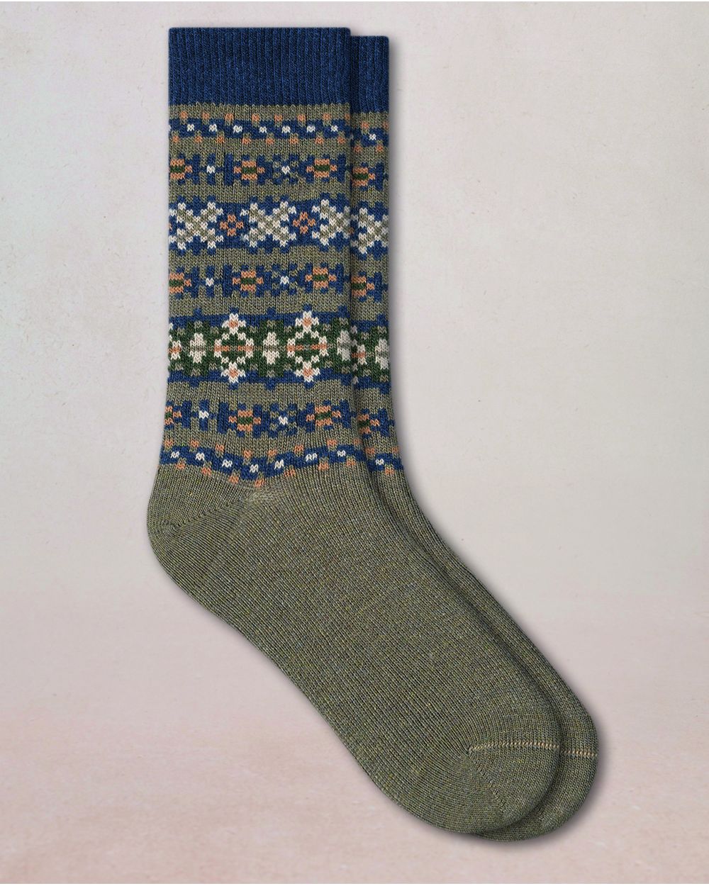 BLFM 7100 AJ8 KHAKI jacquard-wool-cashmere-socks