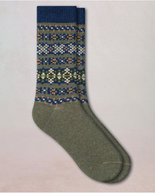 BLFM 7100 AJ8 KHAKI jacquard-wool-cashmere-socks