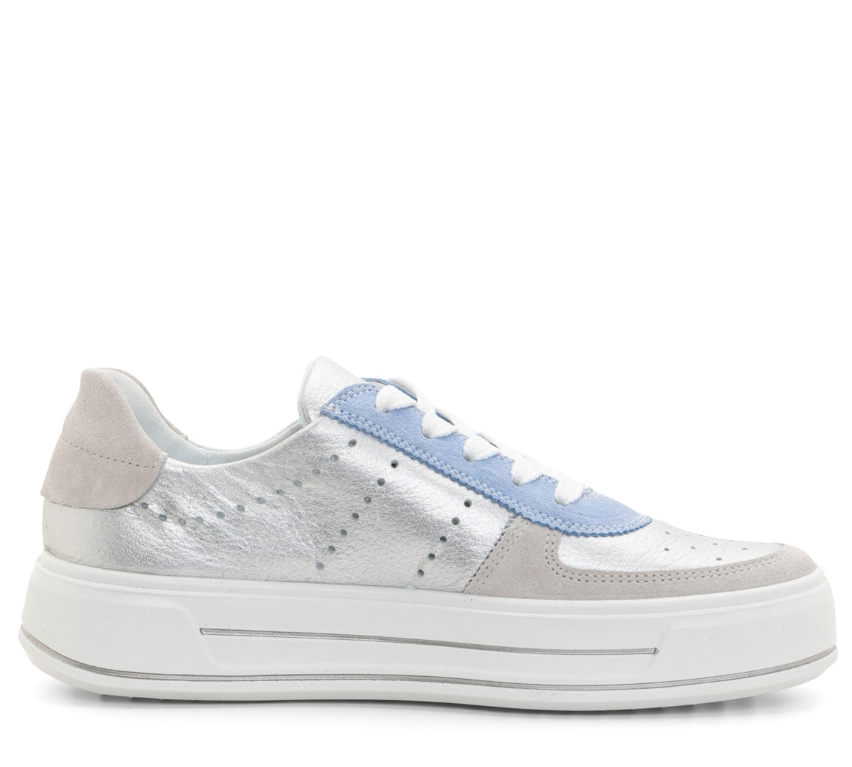 ara 435-225 Calgary silver pebble azure blue metallic suede
