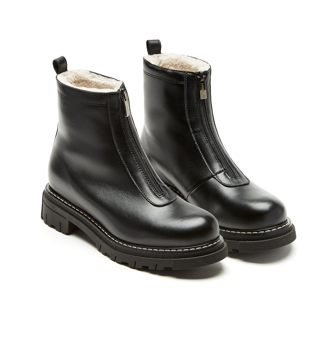 LC DELTA BLACK LEATHER SHEARLING