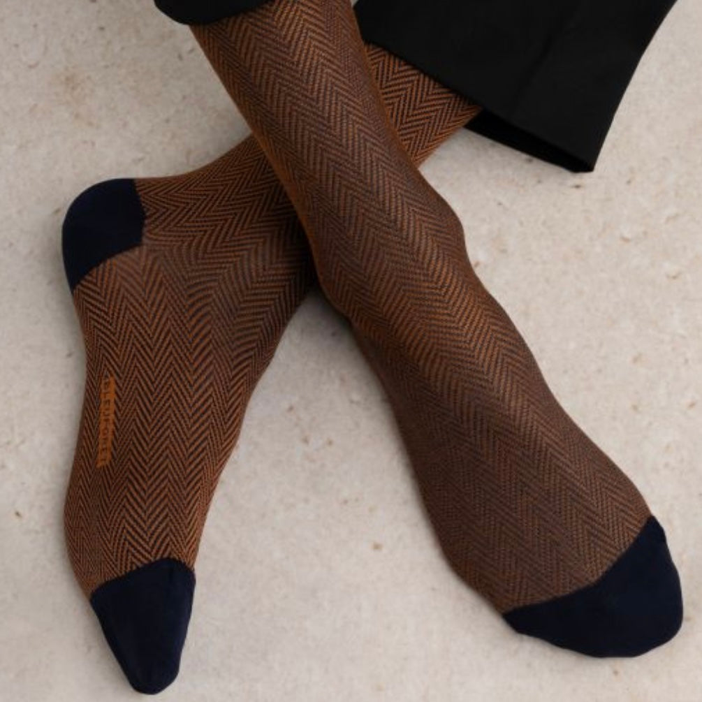 BLF 7047 Mercerised Cotton Socks with Herringbone Pattern