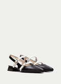 HSP 0421-270 BLK WHTE FLAT SLINGBACK