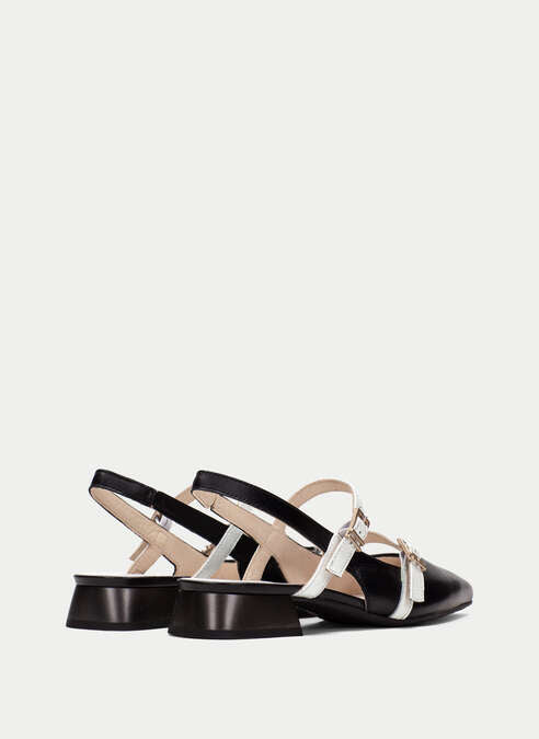 HSP 0421-270 BLK WHTE FLAT SLINGBACK