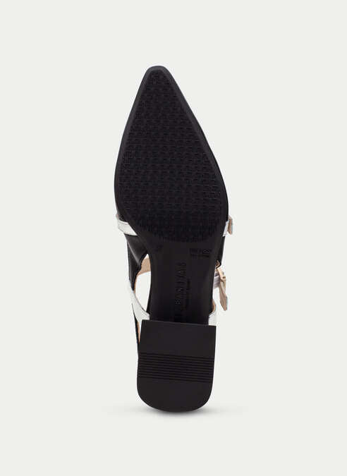 HSP 0421-270 BLK WHTE FLAT SLINGBACK