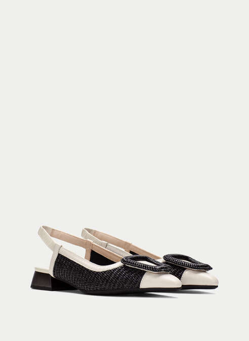 HSP 1422-280 BLK LATTE RAFIA SLINGBACK
