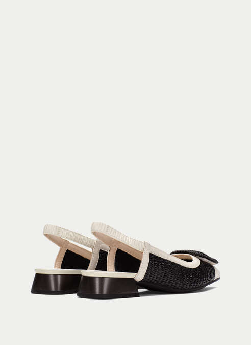 HSP 1422-280 BLK LATTE RAFIA SLINGBACK