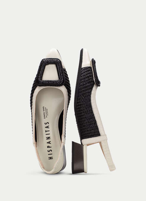 HSP 1422-280 BLK LATTE RAFIA SLINGBACK