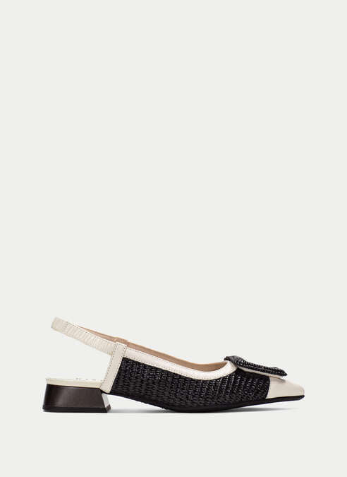 HSP 1422-280 BLK LATTE RAFIA SLINGBACK