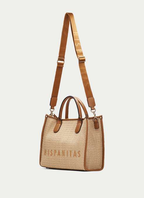 HSP 2435-240 Rafia Natural Cerva Cuoio Tote bag