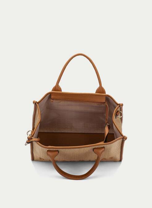 HSP 2435-240 Rafia Natural Cerva Cuoio Tote bag