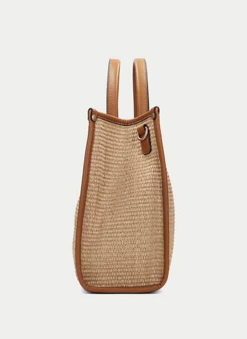 HSP 2435-240 Rafia Natural Cerva Cuoio Tote bag