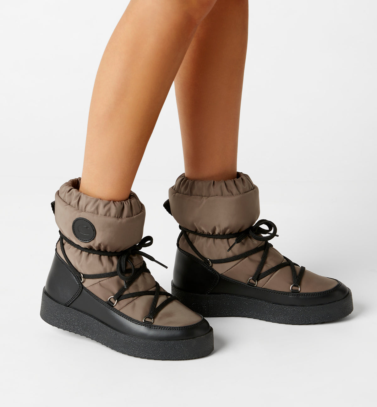 LC EASTON SHEARLING-LINED LEATHER TAUPE