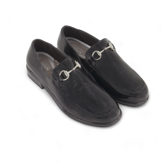 NAOT Bentu Black Crinkle Patent Lthr