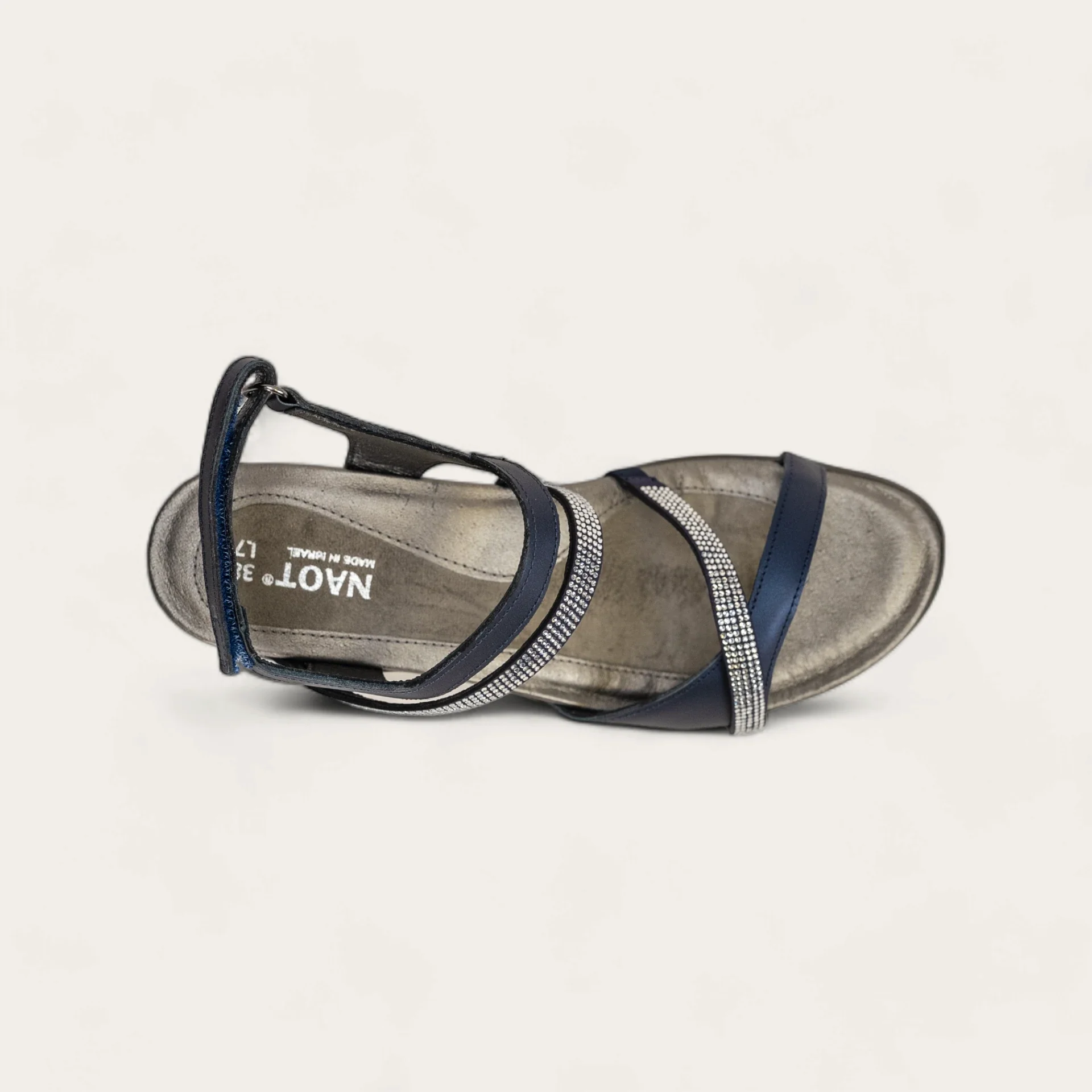 Naot Innovate Polar Sea  Lthr/Navy w/ Clear Rhinestones