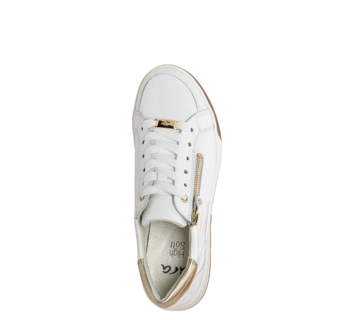 ara 595-225 Rei low white with platin accents patent leather