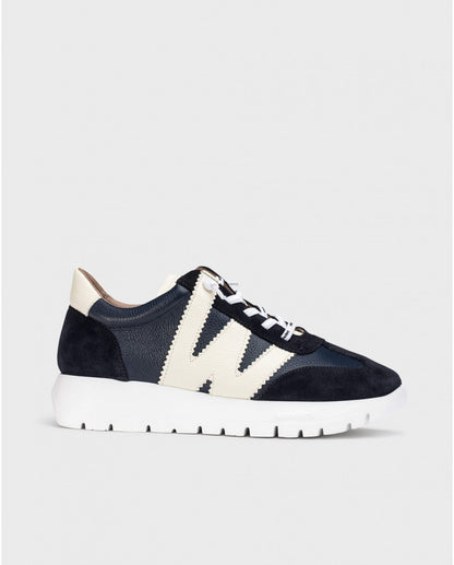 WND 4238-260 NAVY LEATHER-SUEDE SNEAKER