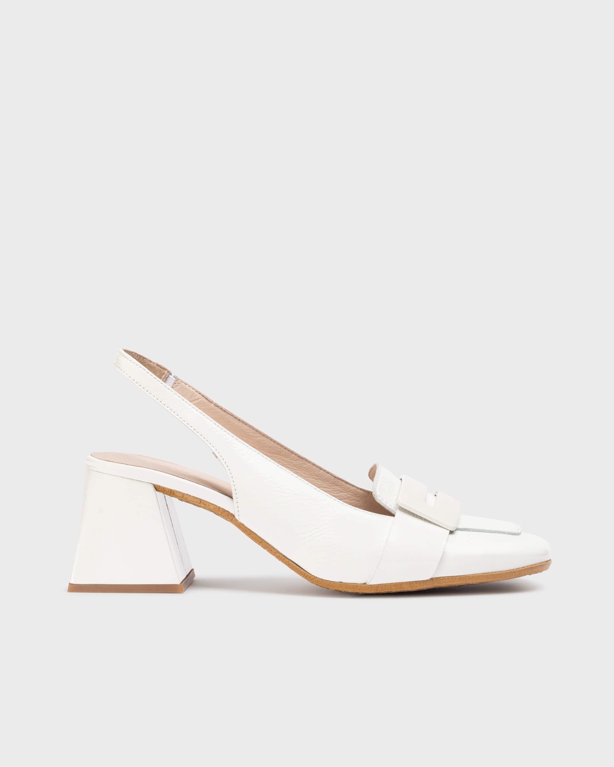 WND 5244-280 H6312 OFF WHITE PATENT LOAFER SLINGBACK