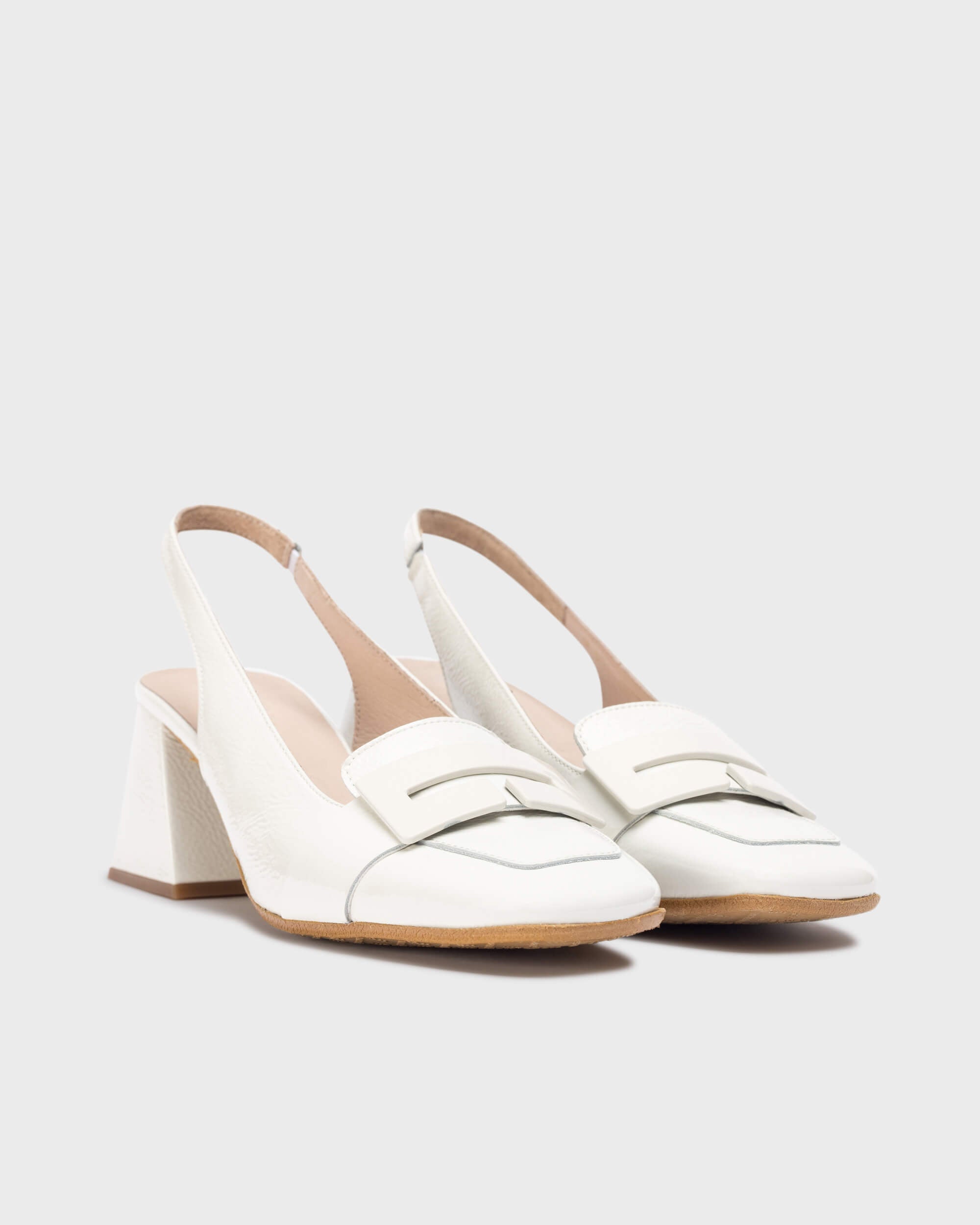WND 5244-280 H6312 OFF WHITE PATENT LOAFER SLINGBACK