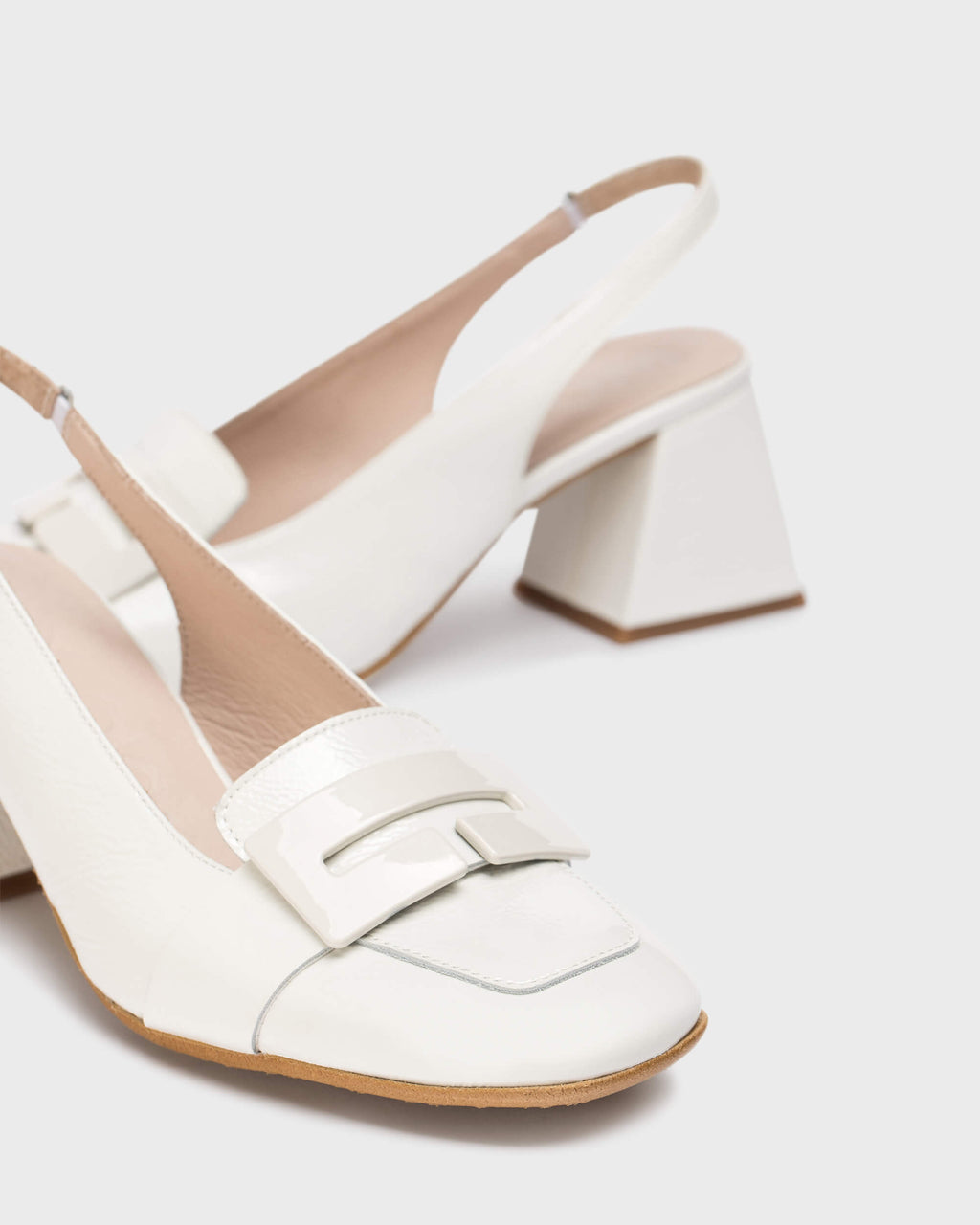 WND 5244-280 H6312 OFF WHITE PATENT LOAFER SLINGBACK