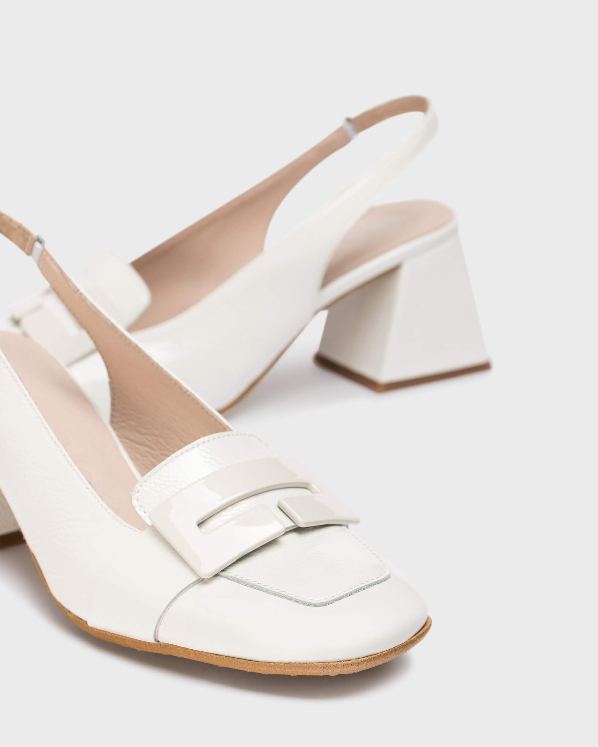 WND 5244-280 H6312 OFF WHITE PATENT LOAFER SLINGBACK