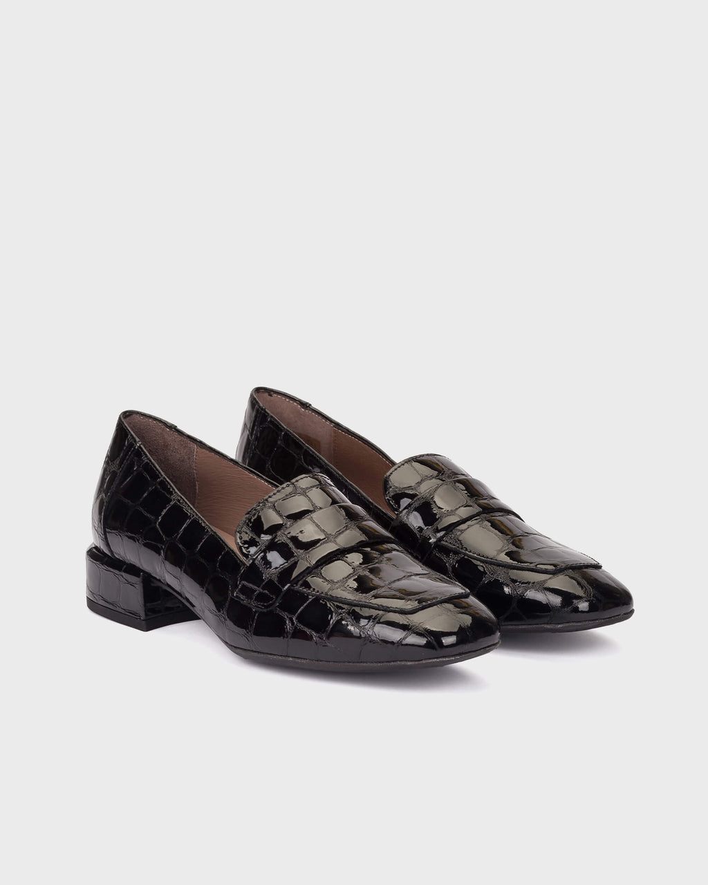 WND 0251-275 BLACK PATENT CROCO PRINT